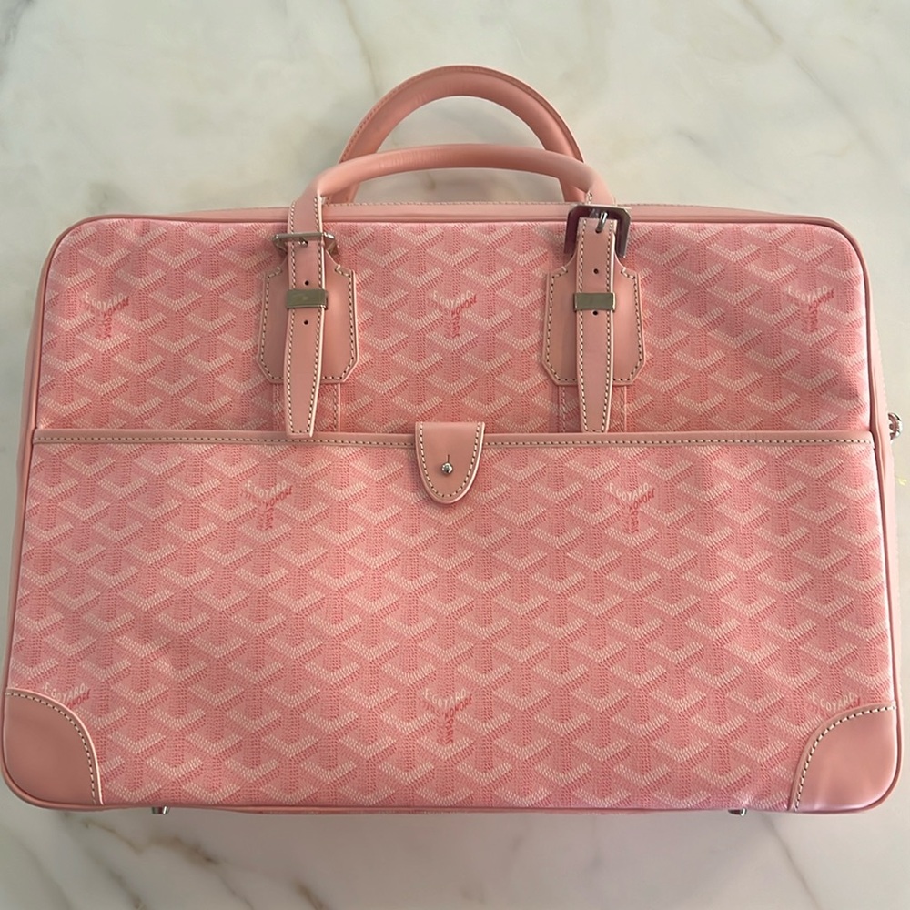 GOYARD Large pink ambassaade zipper briefcase bag in great condition!